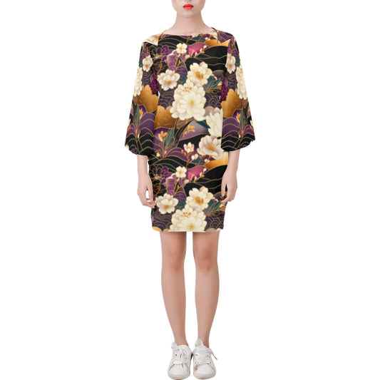 Floral Bell Sleeve Dress Bell Sleeve Dress (Model D52)