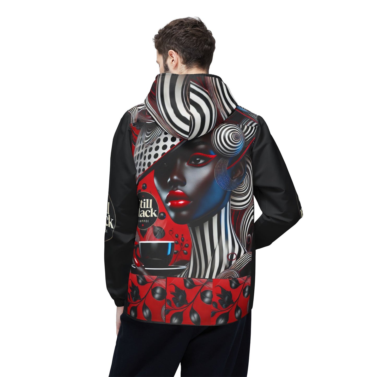 Still Black Windbreaker Jacket (AOP) #SB16