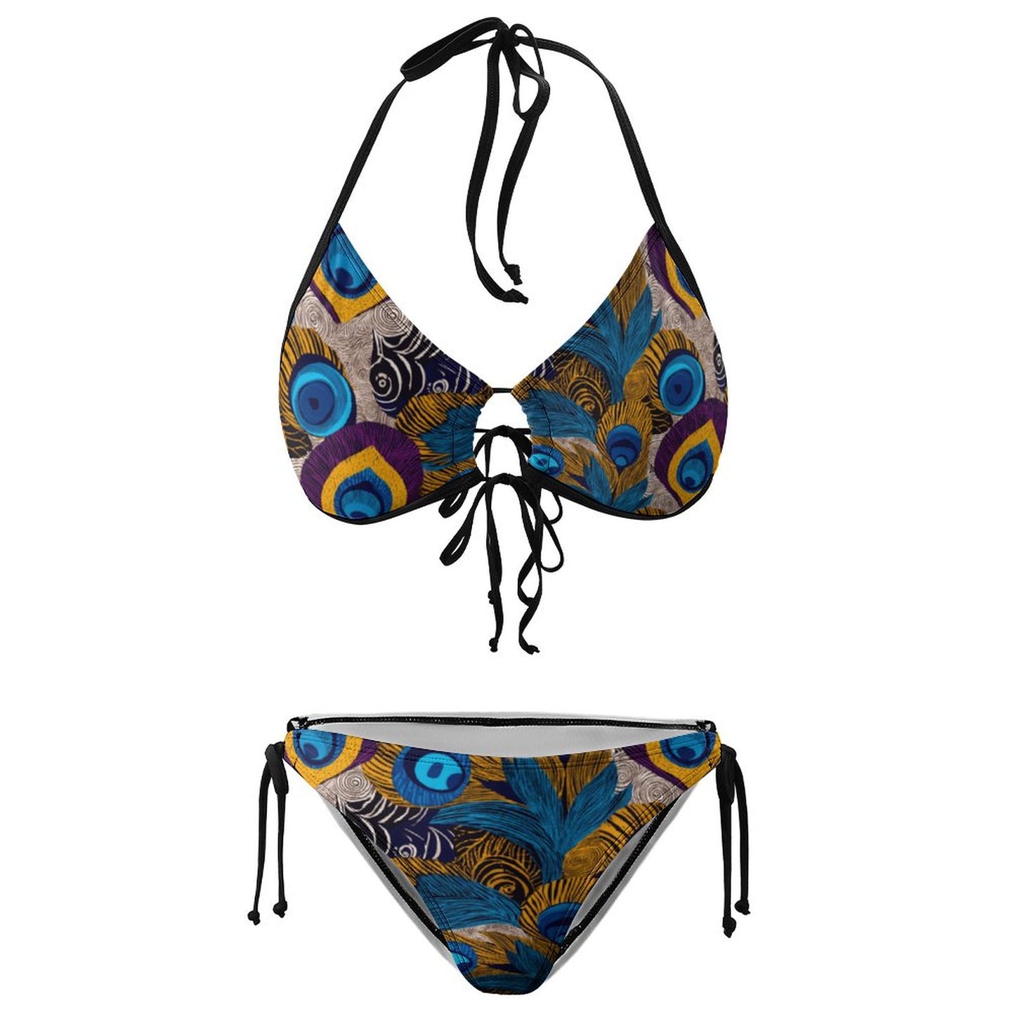 Plus Size Halter Tie Front Bikini Set BK2059 (All-Over Printing)