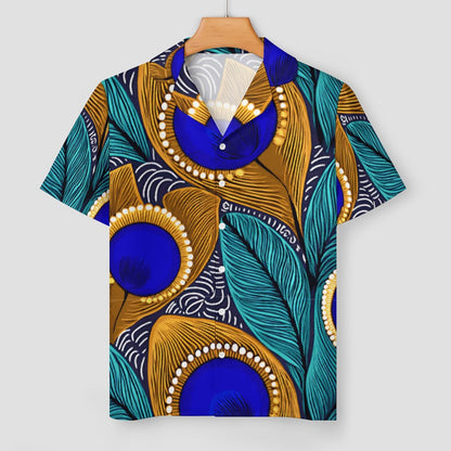 Peacock Pattern 120gsm Worn-effect Fabric Women Satin Pajama Set 201 (All-Over Printing)