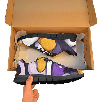 Purple and Gold Geometric Pattern Mens Breathable Sneakers Men's Breathable Running Shoes (Model 055)
