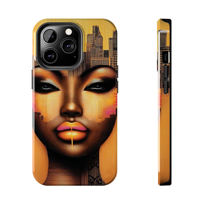 Afrocentric Tough Phone Case, City Girl On The Move Unique Design, Urban Street Style, Protective Cellphone Cover, Trendy Mobile Accessory