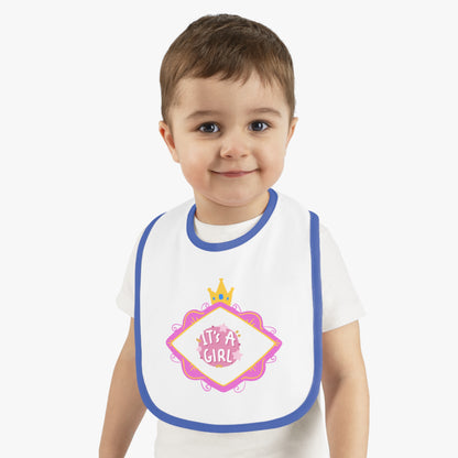 It's A Girl Baby Contrast Trim Jersey Bib #IAG1