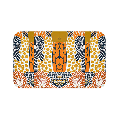 Vibrant Botanical Bath Mat, Boho Bathroom Decor, Modern Home Accent, Cozy Gift for Art Lovers, Unique Bath Accessory