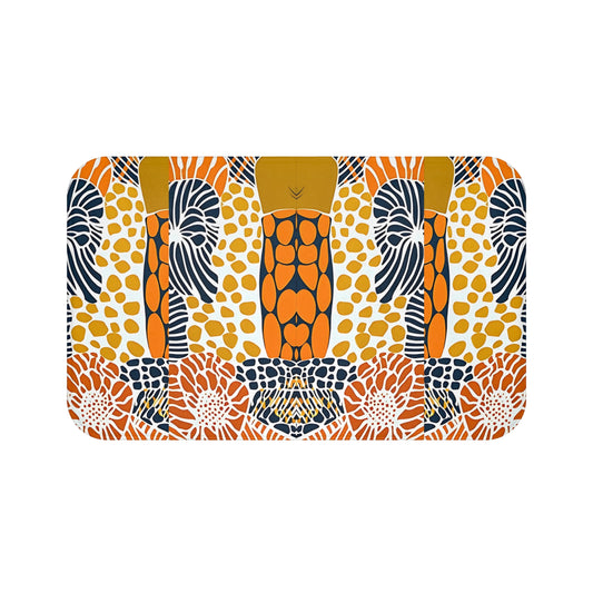 Vibrant Botanical Bath Mat, Boho Bathroom Decor, Modern Home Accent, Cozy Gift for Art Lovers, Unique Bath Accessory