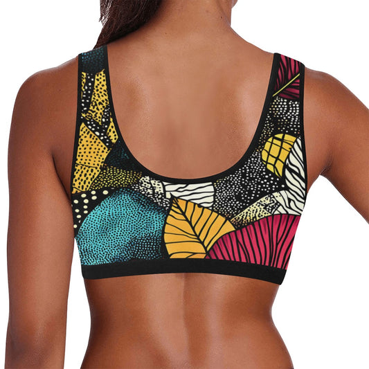Colorful Floral Illustrated Flowers Sports Bra Women's All Over Print Sports Bra (Model T52)