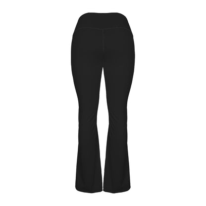 Black Women's High Waist Crossover Tummy Control Flare Leggings High Waist Crossover Tummy Control Flare Leggings