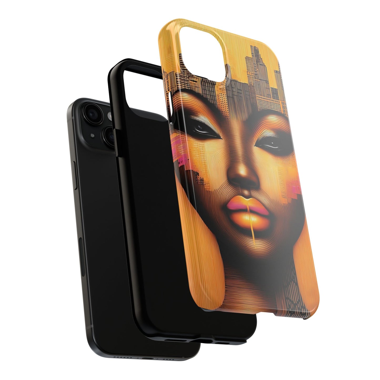 Afrocentric Tough Phone Case, City Girl On The Move Unique Design, Urban Street Style, Protective Cellphone Cover, Trendy Mobile Accessory