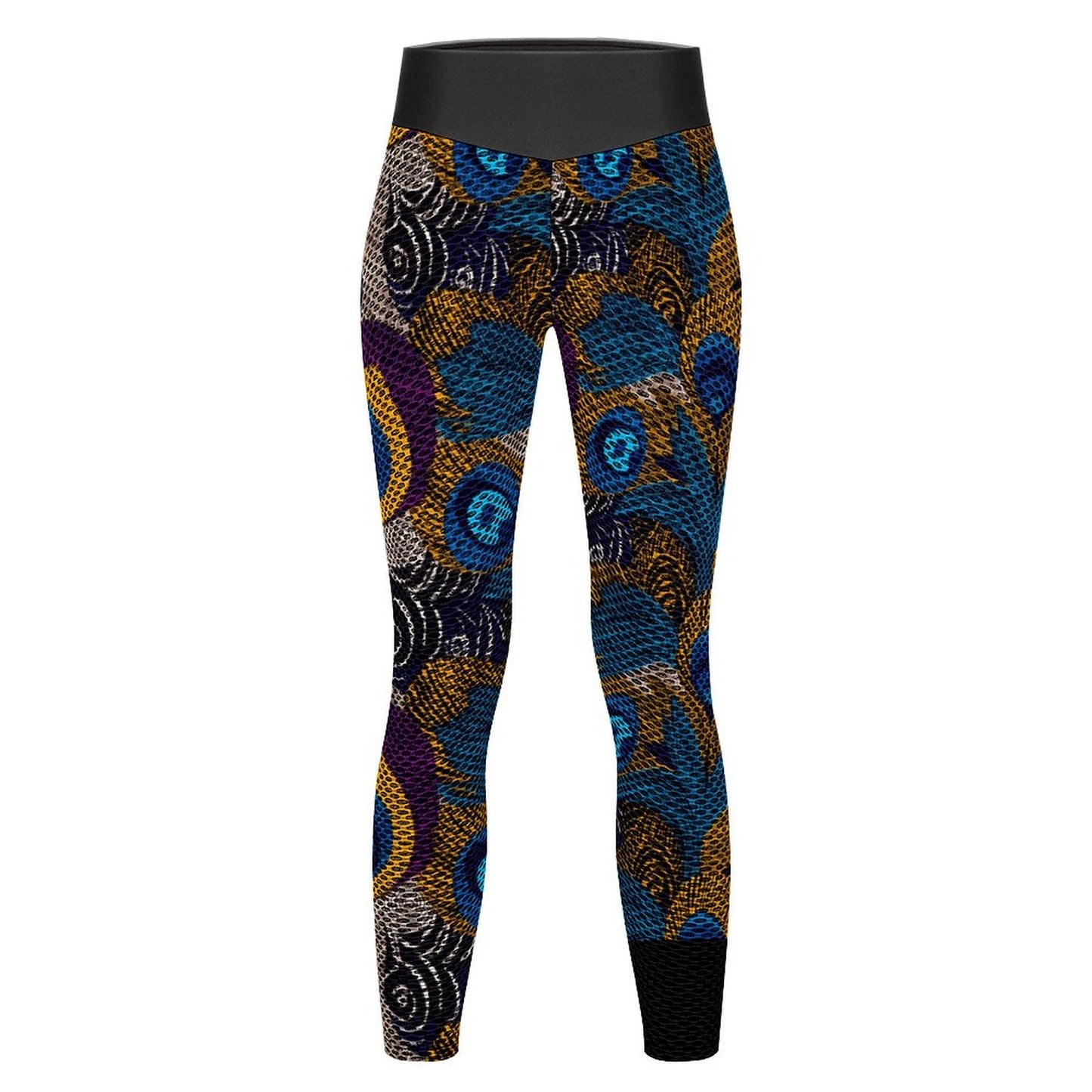 Custom Printed Honeycomb Textured Yoga Pants for Women (All-Over Printing)