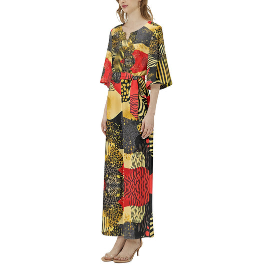Dolman Sleeve Belted Wide Leg Jumpsuit