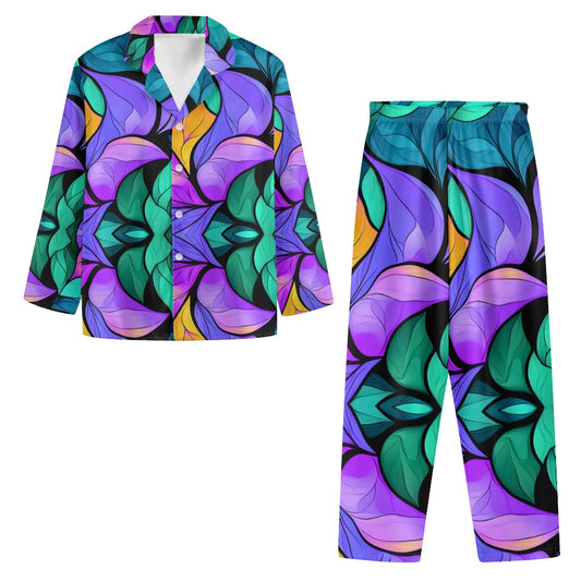 Turn down neck pajamas set for woman