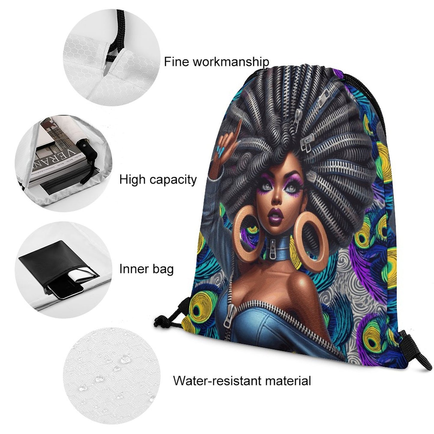 Custom Drawstring Bags with Waffle Cloth Designs