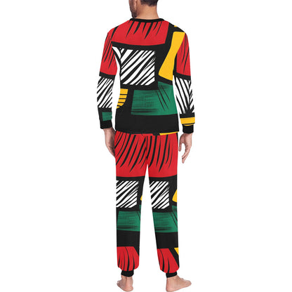 Geometric Pattern Men's Pajama Set Men's All Over Print Pajama Set