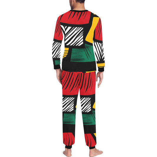 Geometric Pattern Men's Pajama Set Men's All Over Print Pajama Set