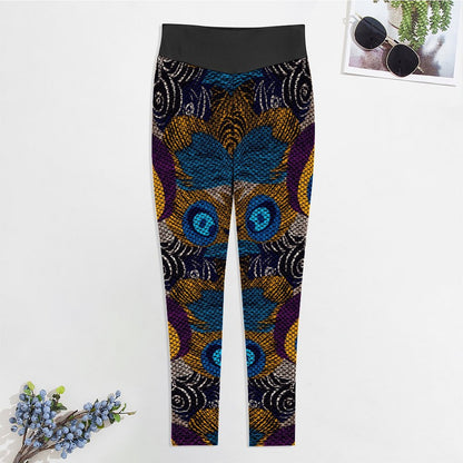 Custom Printed Honeycomb Textured Yoga Pants for Women (All-Over Printing)