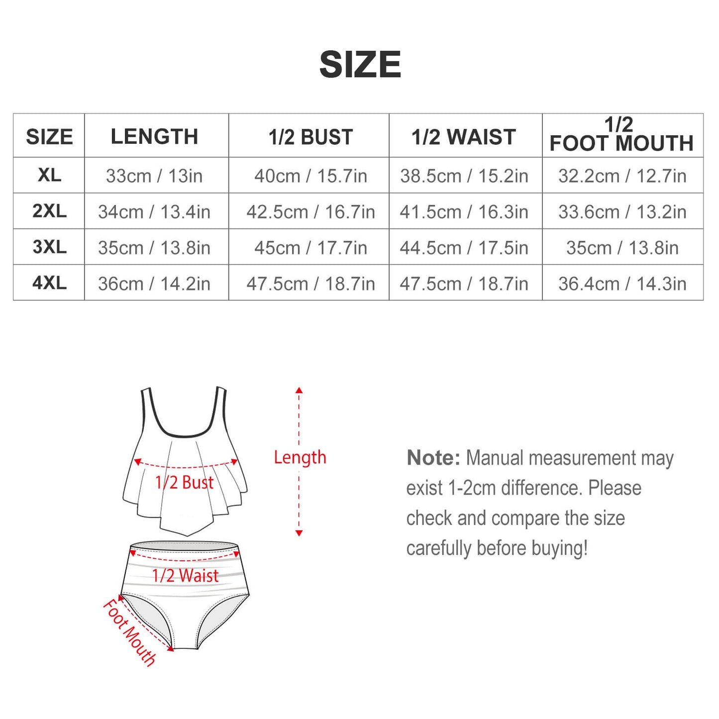 Plus Size Women's Two piece Swimsuit with Tankini FT5095 (All-Over Printing)