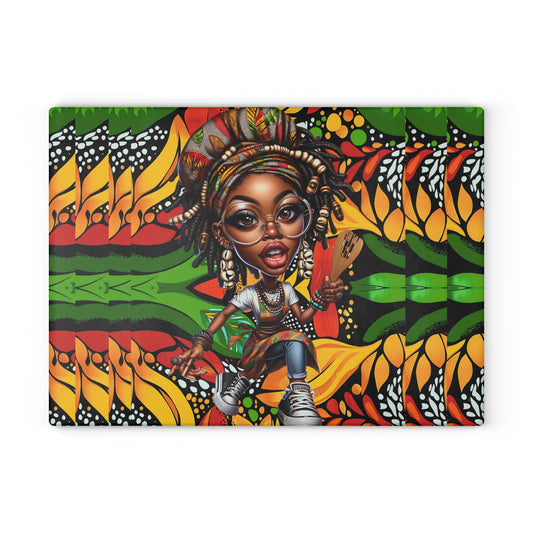 Glass Cutting Board, Afrocentric Kitchen Decor, Ankara Pattern Glass Board, Ethnic Design Cheese Board, Unique Housewarming Gift