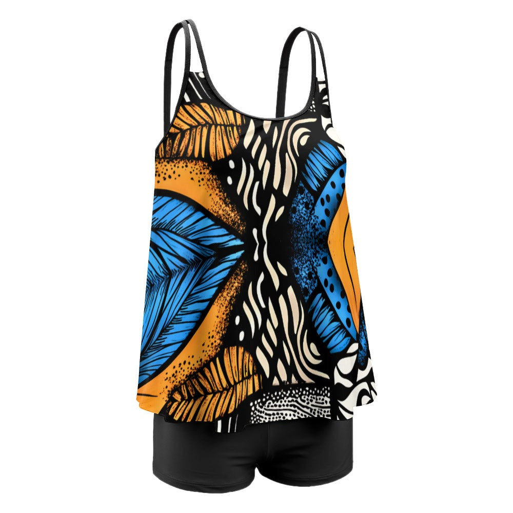 Split swimsuit set busty model plus size