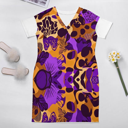 V-Neck Baggy Dress with Pocket LQ