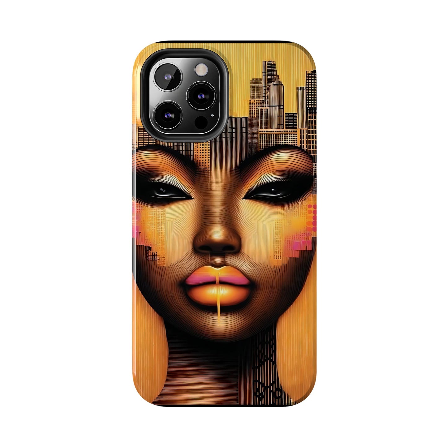 Afrocentric Tough Phone Case, City Girl On The Move Unique Design, Urban Street Style, Protective Cellphone Cover, Trendy Mobile Accessory