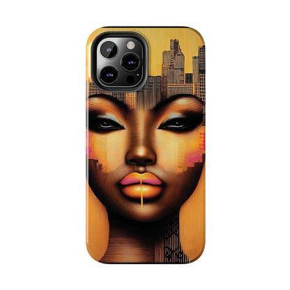 Afrocentric Tough Phone Case, City Girl On The Move Unique Design, Urban Street Style, Protective Cellphone Cover, Trendy Mobile Accessory