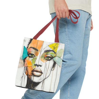 Artistic Abstract Face Tote Bag, Trendy Canvas Bag, Unique Gift for Art Lovers, Fashionable Beach Bag, Stylish Shopping Bag, Cool