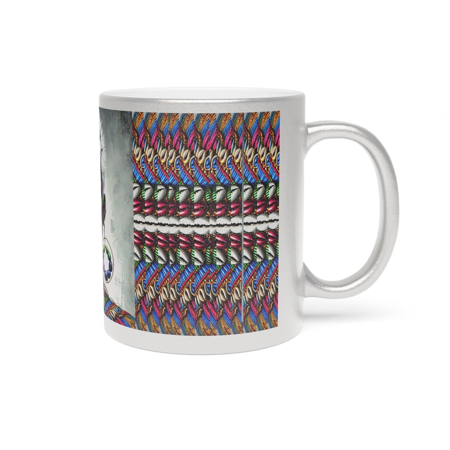 Vibrant African Art Metallic Mug - Silver/Gold