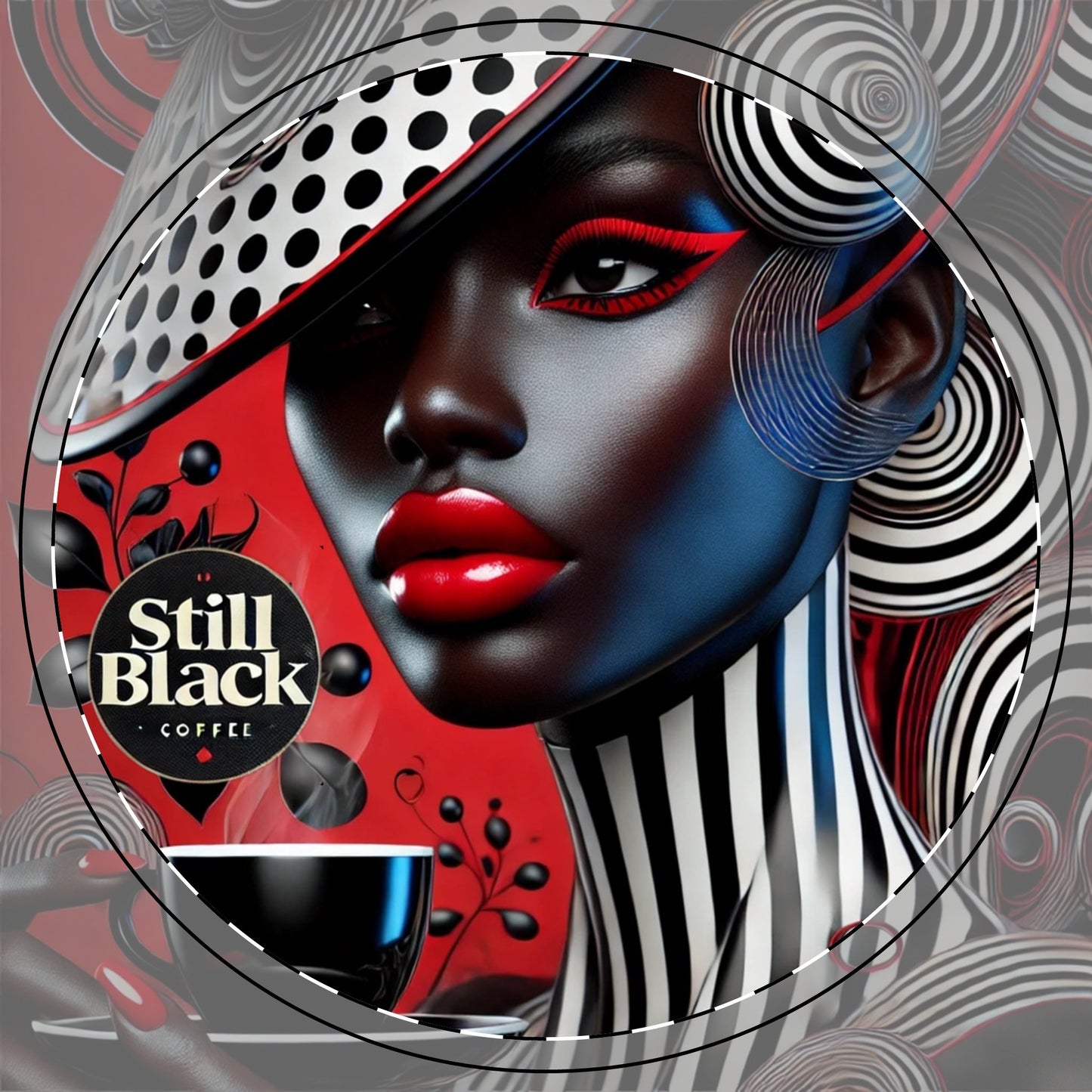 Still Black Ceramic Coaster #SB15