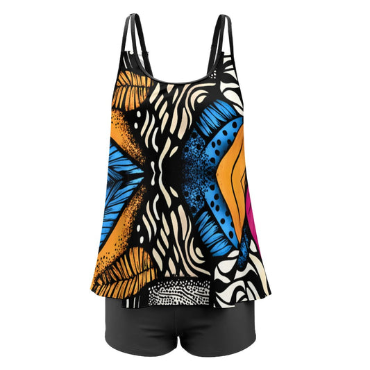 Split swimsuit set busty model plus size