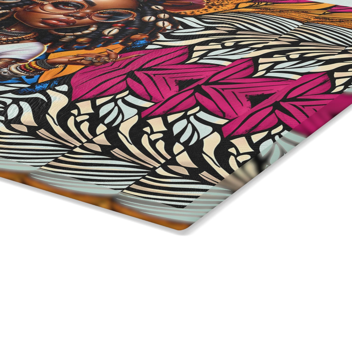 Glass Cutting Board, Afrocentric Kitchen Decor, Ankara Pattern Glass Board, Ethnic Design Cheese Board, Unique Housewarming Gift