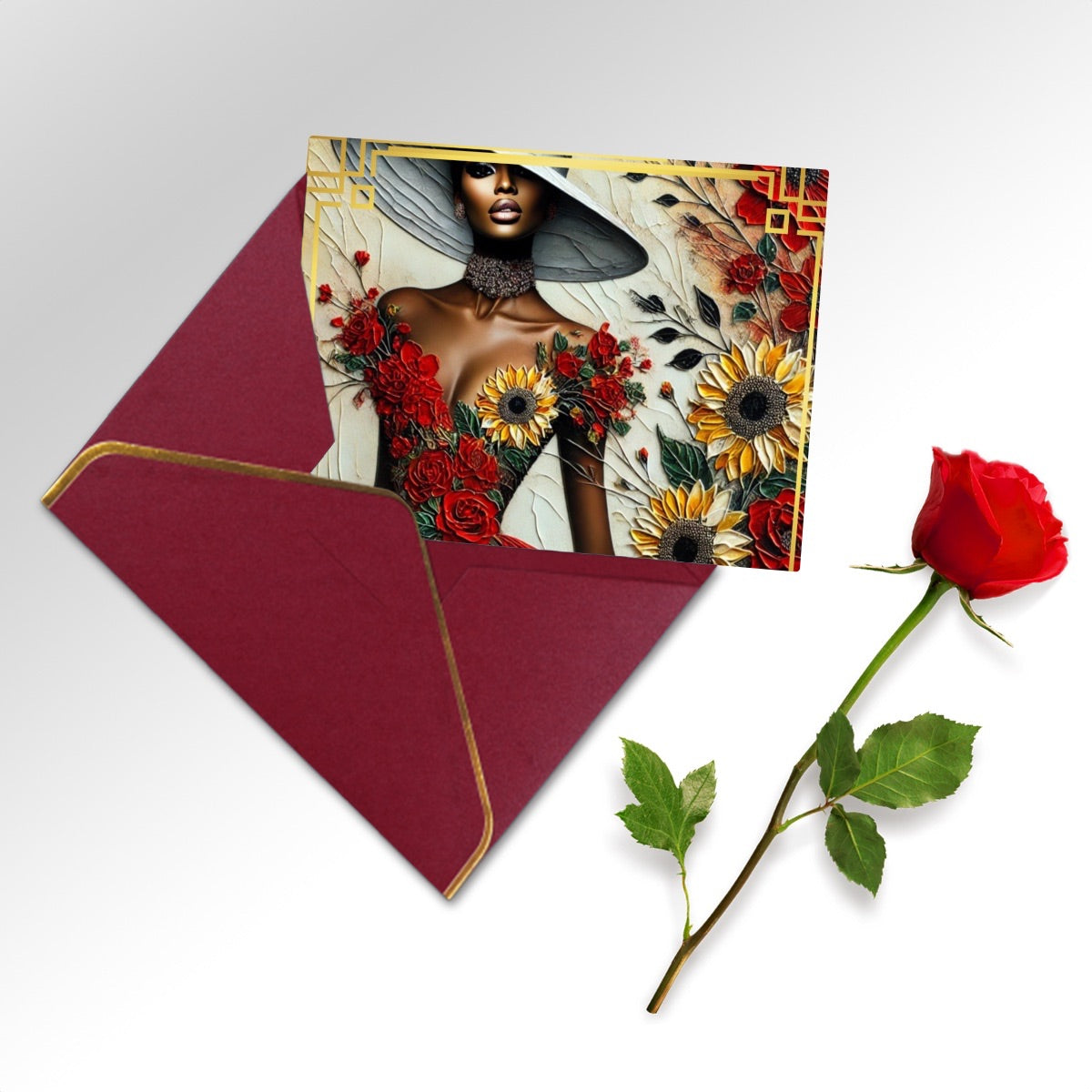 Wedding Golden Edge Greeting Cards (Horizontal)