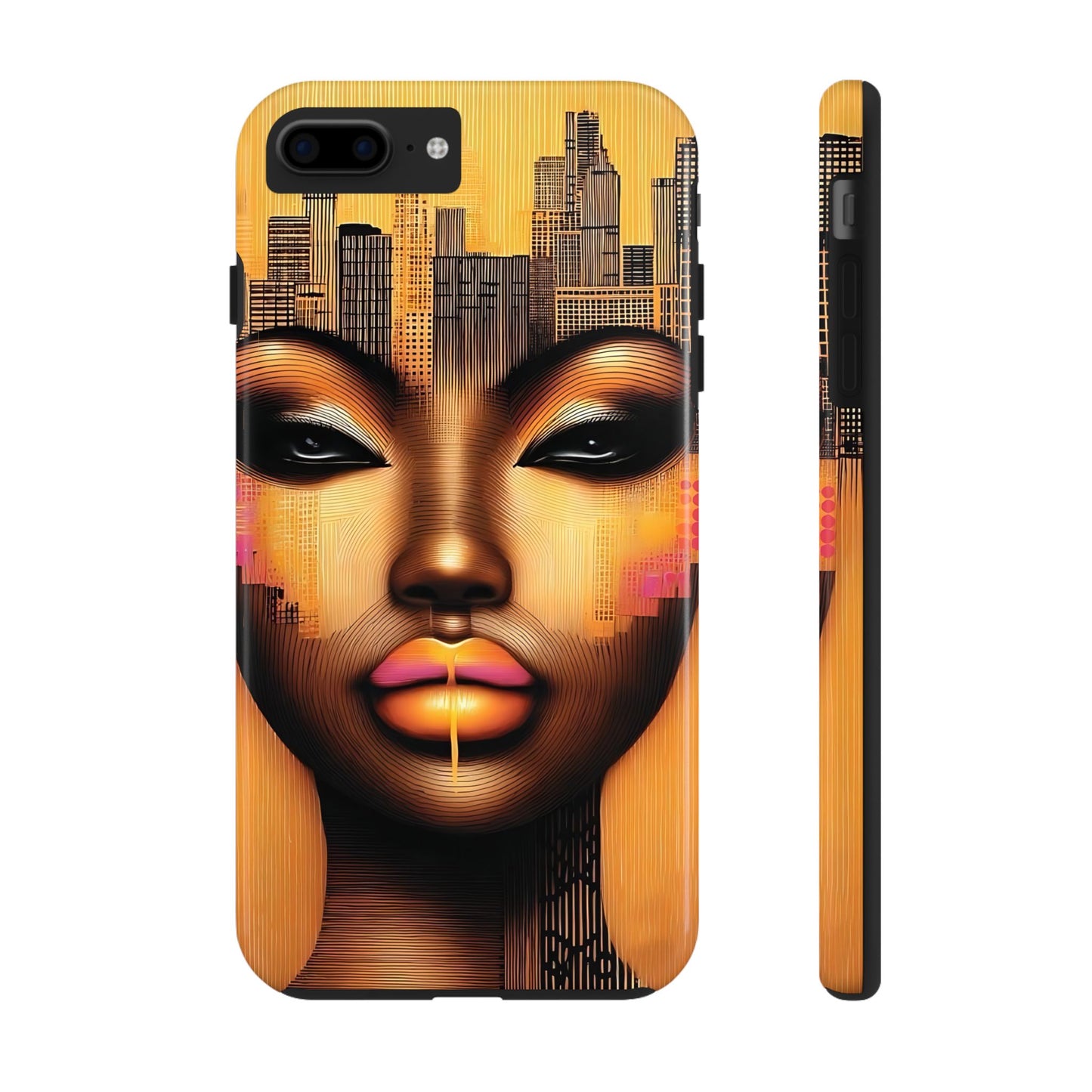 Afrocentric Tough Phone Case, City Girl On The Move Unique Design, Urban Street Style, Protective Cellphone Cover, Trendy Mobile Accessory