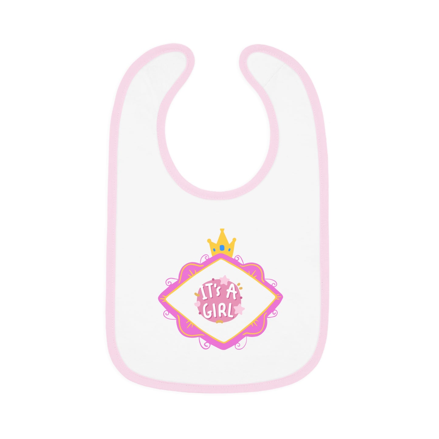 It's A Girl Baby Contrast Trim Jersey Bib #IAG1