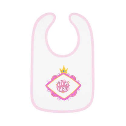 It's A Girl Baby Contrast Trim Jersey Bib #IAG1