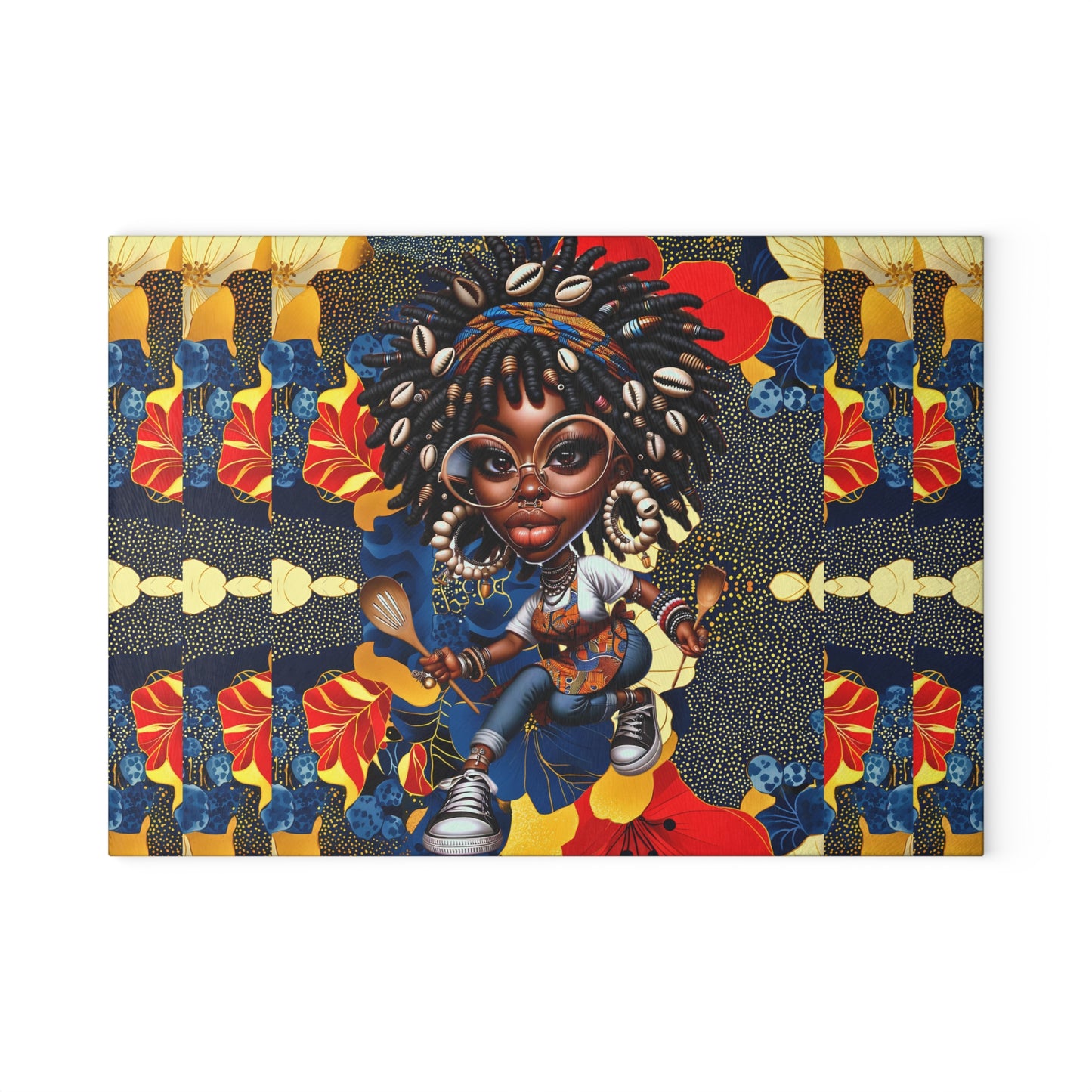 Glass Cutting Board, Afrocentric Kitchen Decor, Ankara Pattern Glass Board, Ethnic Design Cheese Board, Unique Housewarming Gift