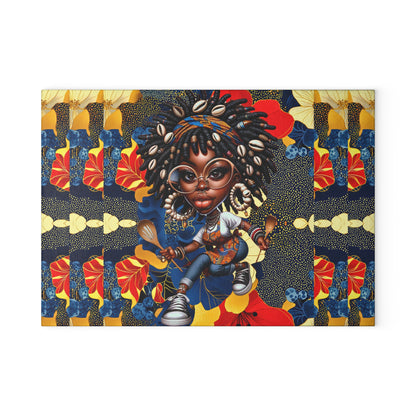Glass Cutting Board, Afrocentric Kitchen Decor, Ankara Pattern Glass Board, Ethnic Design Cheese Board, Unique Housewarming Gift