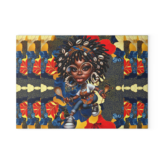 Glass Cutting Board, Afrocentric Kitchen Decor, Ankara Pattern Glass Board, Ethnic Design Cheese Board, Unique Housewarming Gift