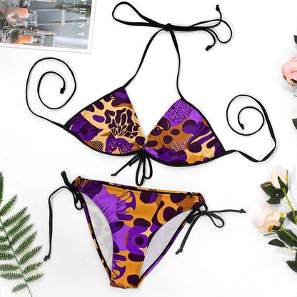 Plus Size Halter Tie Front Bikini Set BK2059 (All-Over Printing)