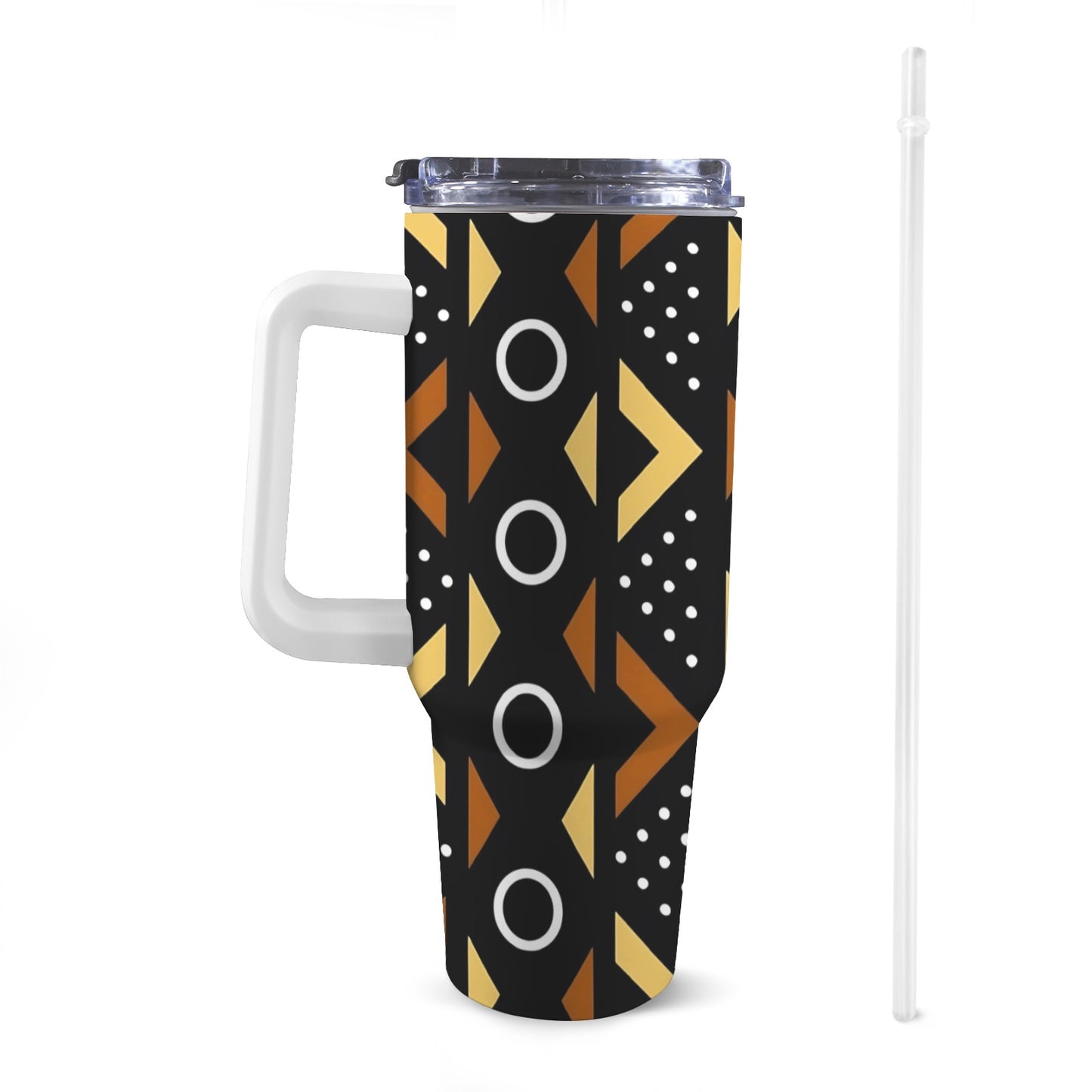 Afrocentric Pattern 40 0z Tumbler With White Handle 40oz Tumbler with White Handle