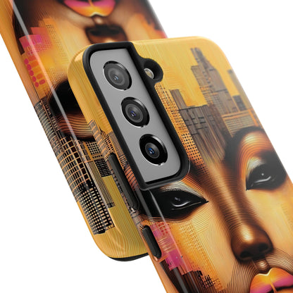 Afrocentric Tough Phone Case, City Girl On The Move Unique Design, Urban Street Style, Protective Cellphone Cover, Trendy Mobile Accessory