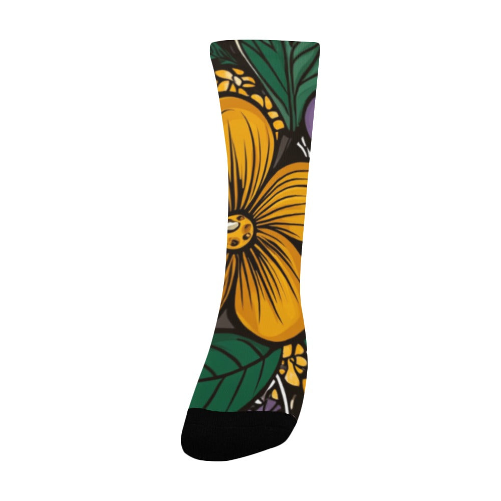 Geometric and Floral Pattern Men's Socks Women's Custom Socks