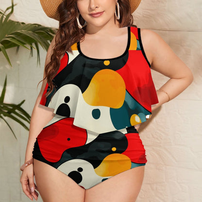 Plus Size Women's Two piece Swimsuit with Tankini FT5095 (All-Over Printing)