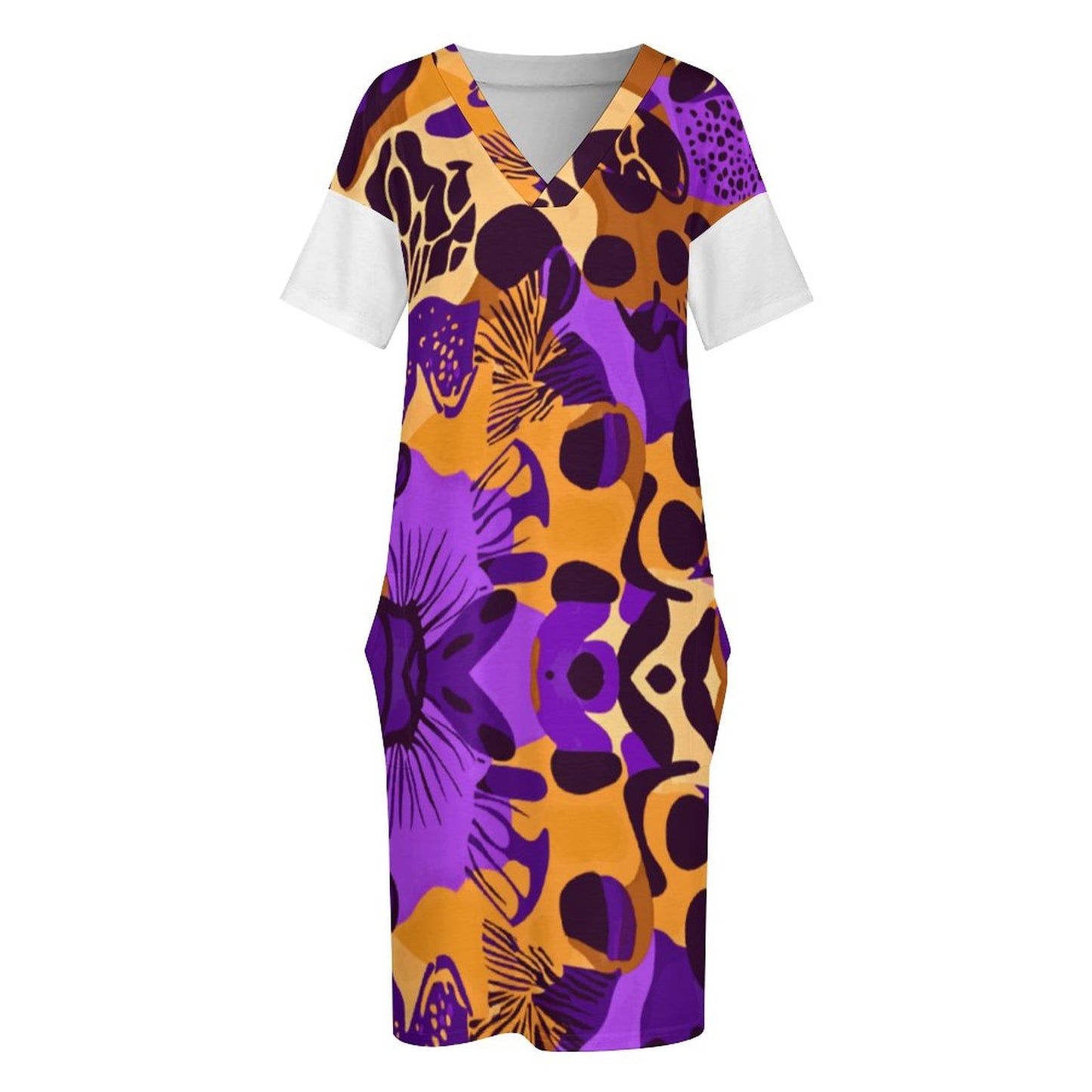 V-Neck Baggy Dress with Pocket LQ
