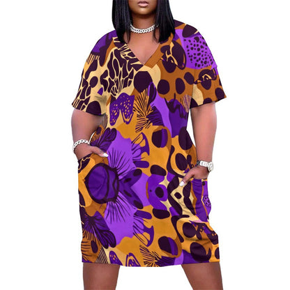 V-Neck Baggy Dress with Pocket LQ