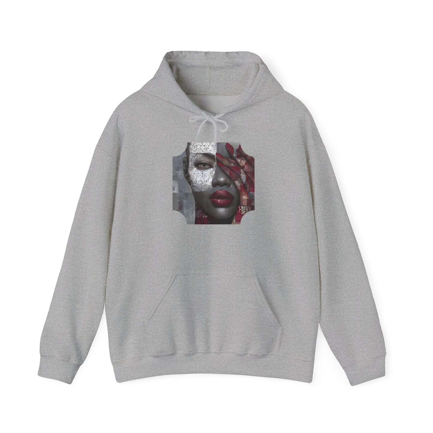 Do You See What I See? Afrocentric Abstract Puzzle Piece Unisex Hoodie Sweatshirt, Woman Print Face Hand Art, Hooded, Black