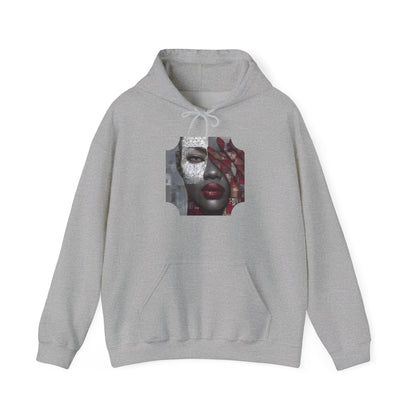 Do You See What I See? Afrocentric Abstract Puzzle Piece Unisex Hoodie Sweatshirt, Woman Print Face Hand Art, Hooded, Black
