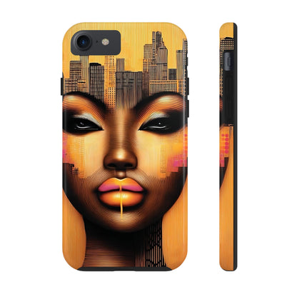 Afrocentric Tough Phone Case, City Girl On The Move Unique Design, Urban Street Style, Protective Cellphone Cover, Trendy Mobile Accessory