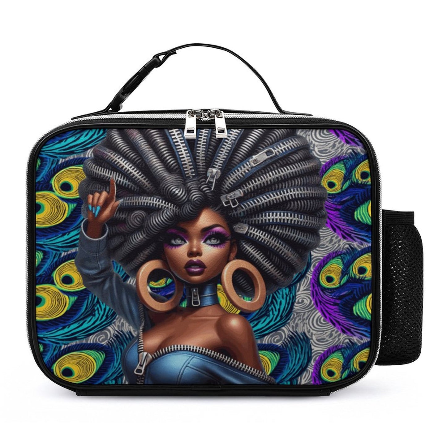 PU Leak-proof Lunch Bag with Detachable Buckled Handle