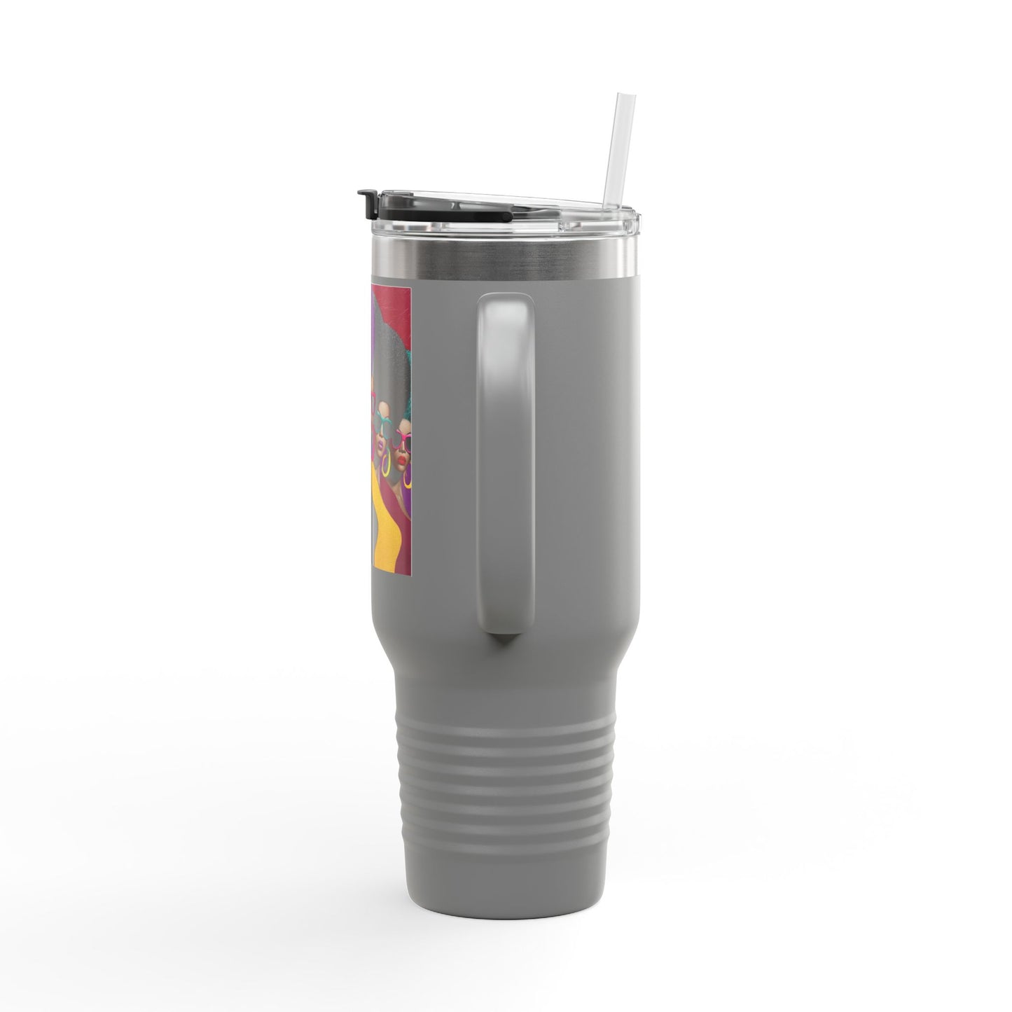 Afrocentric Tumbler Mug, Black Woman Afro Sunglasses Drinkware, Travel Coffee