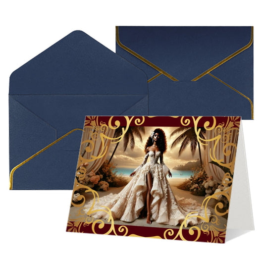 Wedding Golden Edge Greeting Cards (Horizontal)